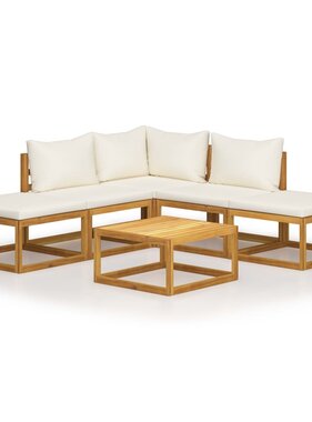 VidaXL 6-delige Loungeset met kussens massief acaciahout
