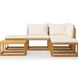 VidaXL 6-delige Loungeset met kussens massief acaciahout