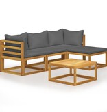 VidaXL 5-delige Loungeset met kussens massief acaciahout