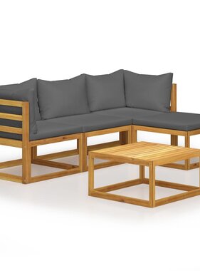 VidaXL 5-delige Loungeset met kussens massief acaciahout