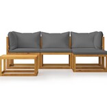 VidaXL 5-delige Loungeset met kussens massief acaciahout