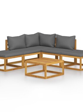 VidaXL 6-delige Loungeset met kussens massief acaciahout