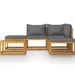 VidaXL 6-delige Loungeset met kussens massief acaciahout