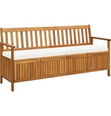 VidaXL Opbergbankje met kussen 170 cm massief acaciahout