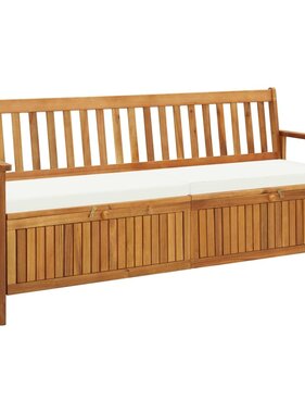 VidaXL Opbergbankje met kussen 170 cm massief acaciahout