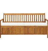 VidaXL Opbergbankje met kussen 170 cm massief acaciahout