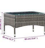 VidaXL Salontafel 60x40x36 cm poly rattan grijs