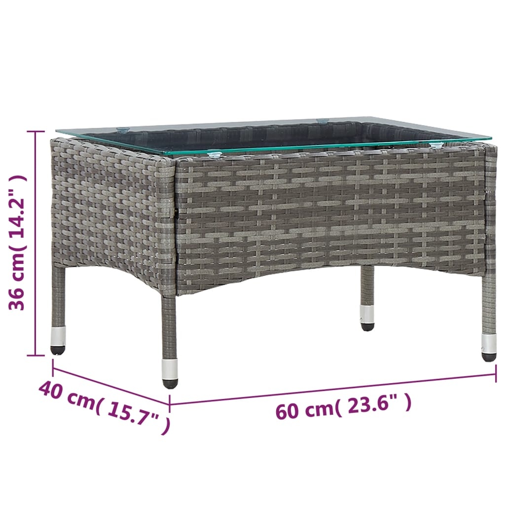 VidaXL Salontafel 60x40x36 cm poly rattan grijs