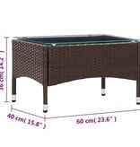 VidaXL Salontafel 60x40x36 cm poly rattan bruin