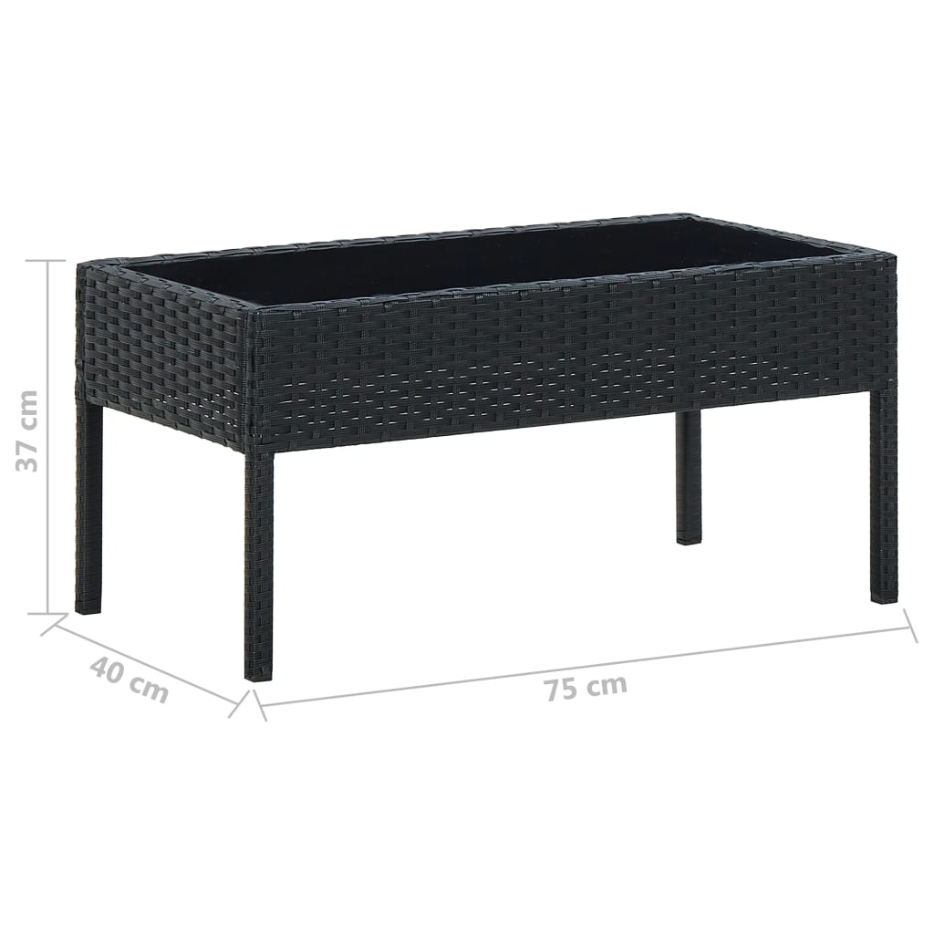 VidaXL Tuintafel 75x40x37 cm poly rattan zwart