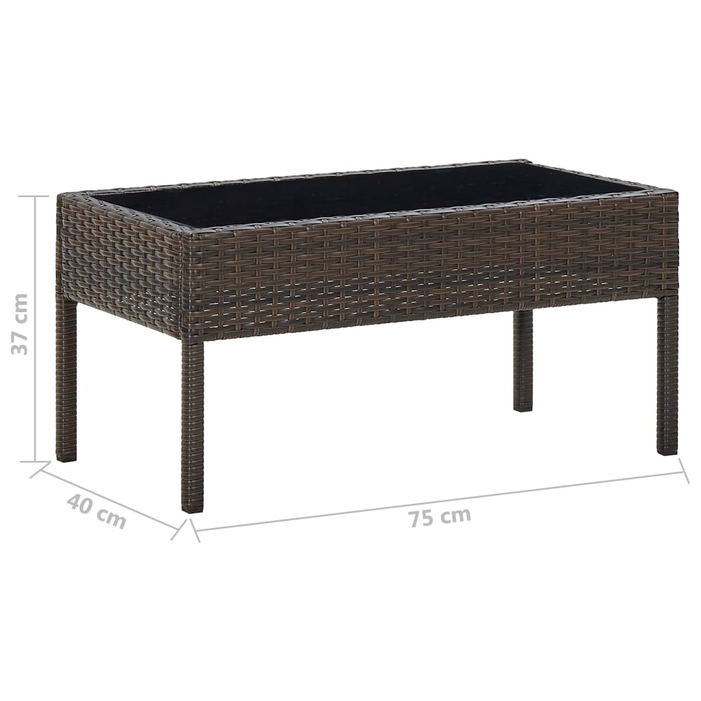 VidaXL Tuintafel 75x40x37 cm poly rattan bruin