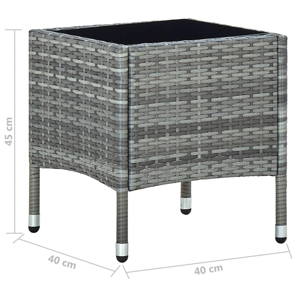 VidaXL Tuintafel 40x40x45 cm poly rattan grijs