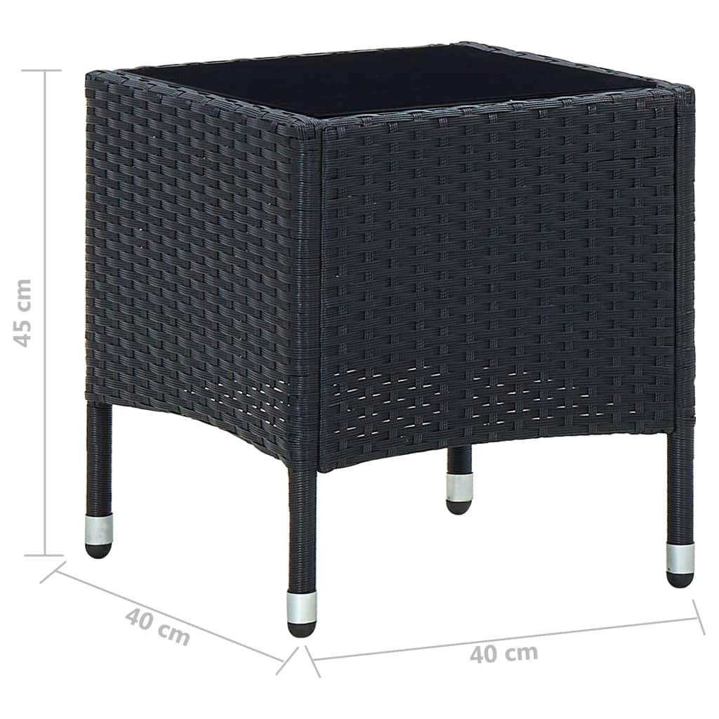 VidaXL Tuintafel 40x40x45 cm poly rattan zwart