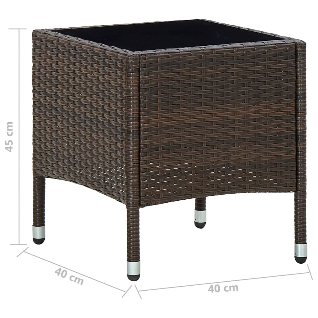 VidaXL Tuintafel 40x40x45 cm poly rattan bruin