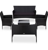 VidaXL 5-delige Loungeset met kussens poly rattan zwart