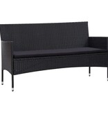 VidaXL 5-delige Loungeset met kussens poly rattan zwart