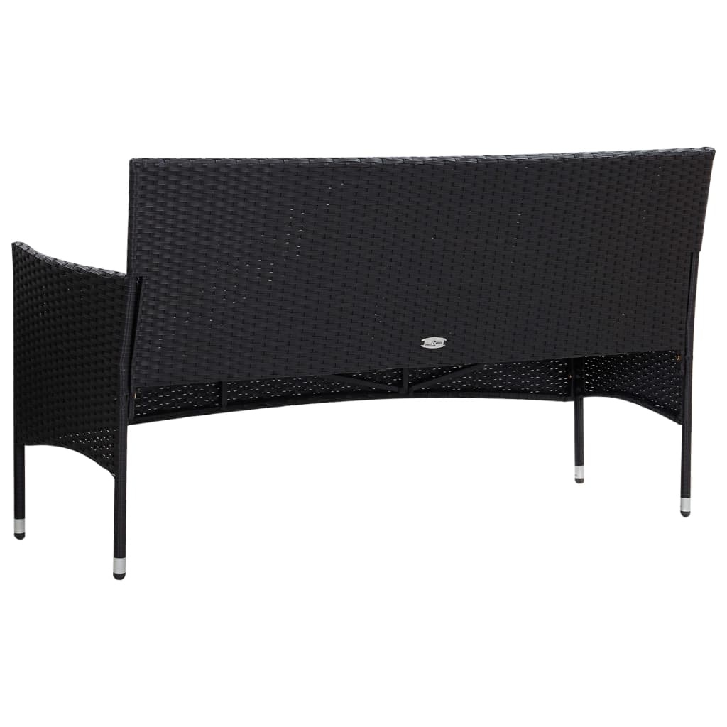 VidaXL 5-delige Loungeset met kussens poly rattan zwart