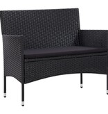 VidaXL 5-delige Loungeset met kussens poly rattan zwart