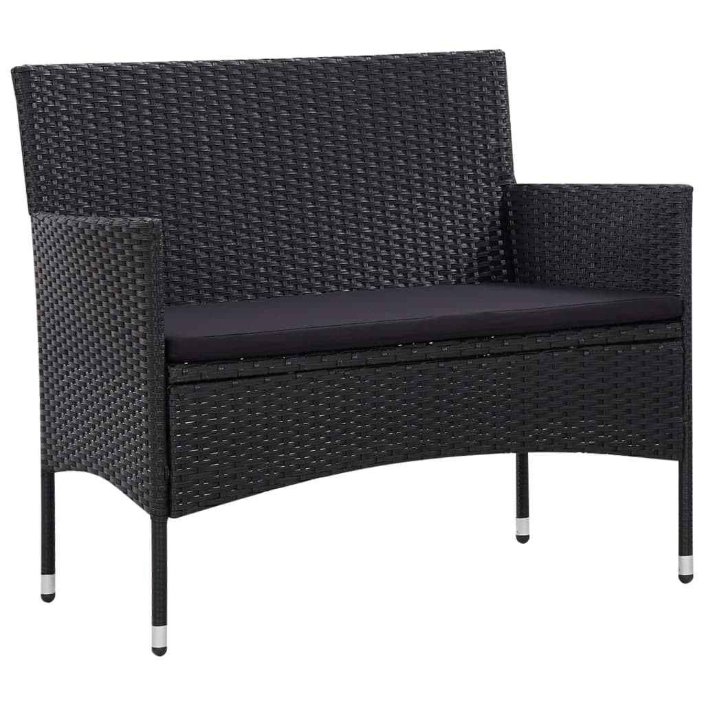 VidaXL 5-delige Loungeset met kussens poly rattan zwart