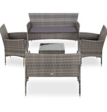 VidaXL 5-delige Loungeset met kussens poly rattan grijs