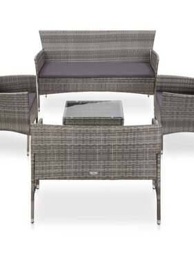 VidaXL 5-delige Loungeset met kussens poly rattan grijs