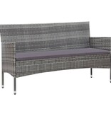 VidaXL 5-delige Loungeset met kussens poly rattan grijs