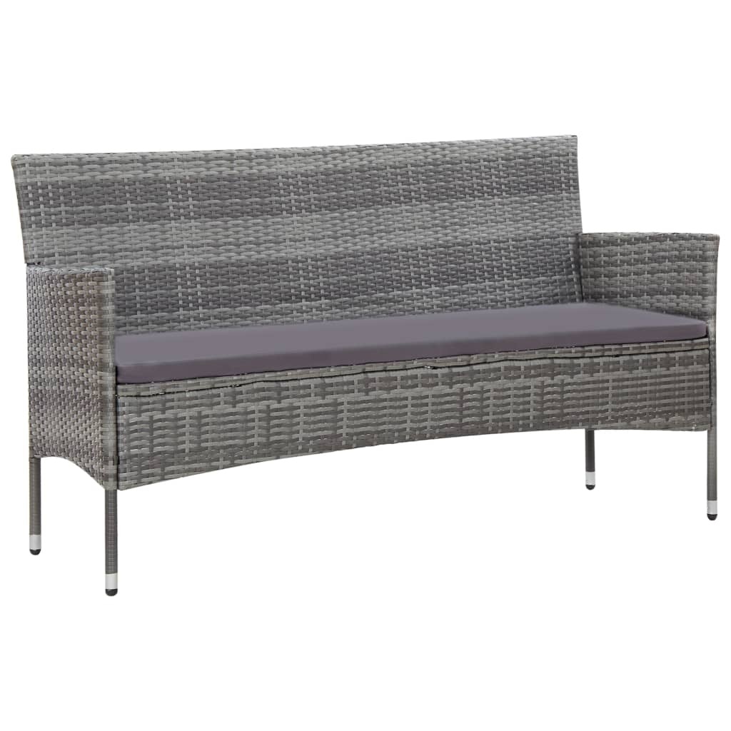 VidaXL 5-delige Loungeset met kussens poly rattan grijs