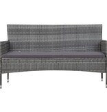 VidaXL 5-delige Loungeset met kussens poly rattan grijs