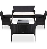 VidaXL 5-delige Loungeset met kussens poly rattan zwart