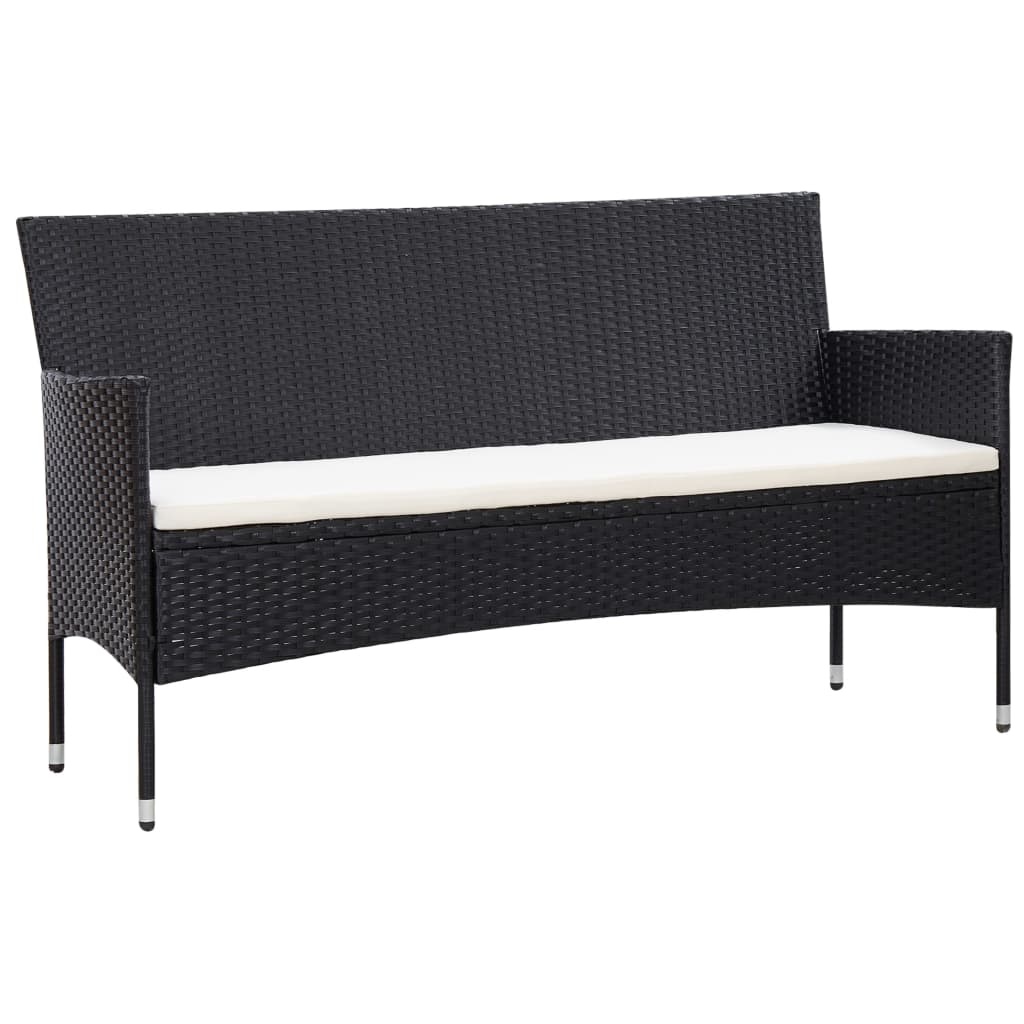 VidaXL 5-delige Loungeset met kussens poly rattan zwart