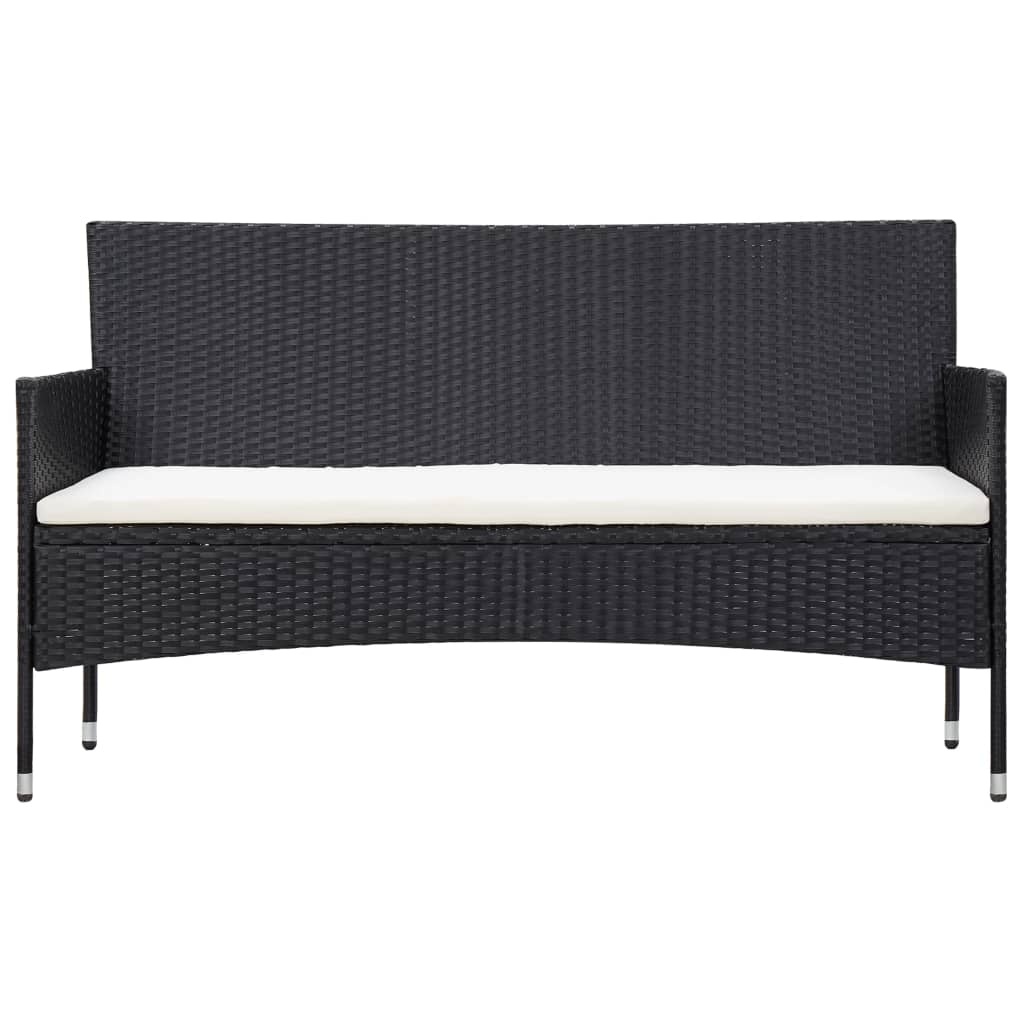 VidaXL 5-delige Loungeset met kussens poly rattan zwart
