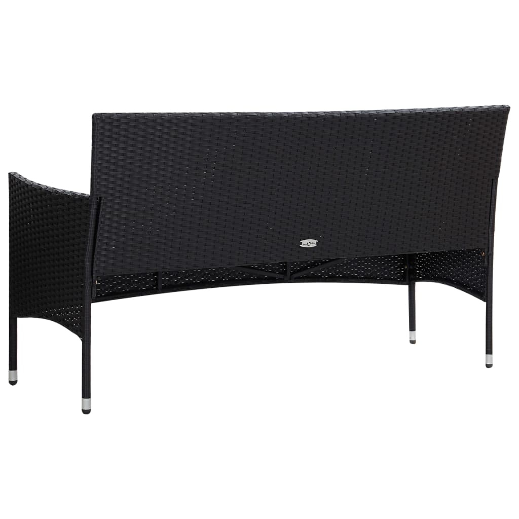 VidaXL 5-delige Loungeset met kussens poly rattan zwart