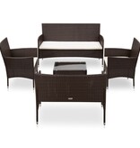 VidaXL 5-delige Loungeset met kussens poly rattan bruin