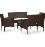 VidaXL 5-delige Loungeset met kussens poly rattan bruin