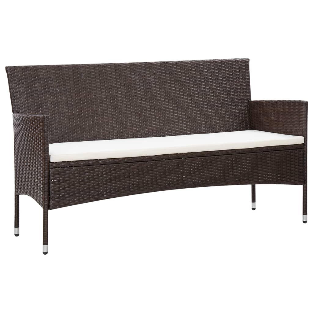VidaXL 5-delige Loungeset met kussens poly rattan bruin