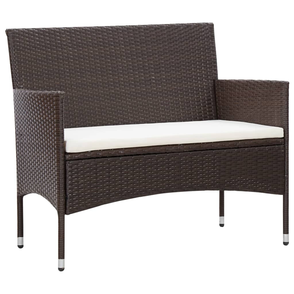 VidaXL 5-delige Loungeset met kussens poly rattan bruin