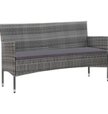 VidaXL 4-delige Loungeset met kussens poly rattan grijs