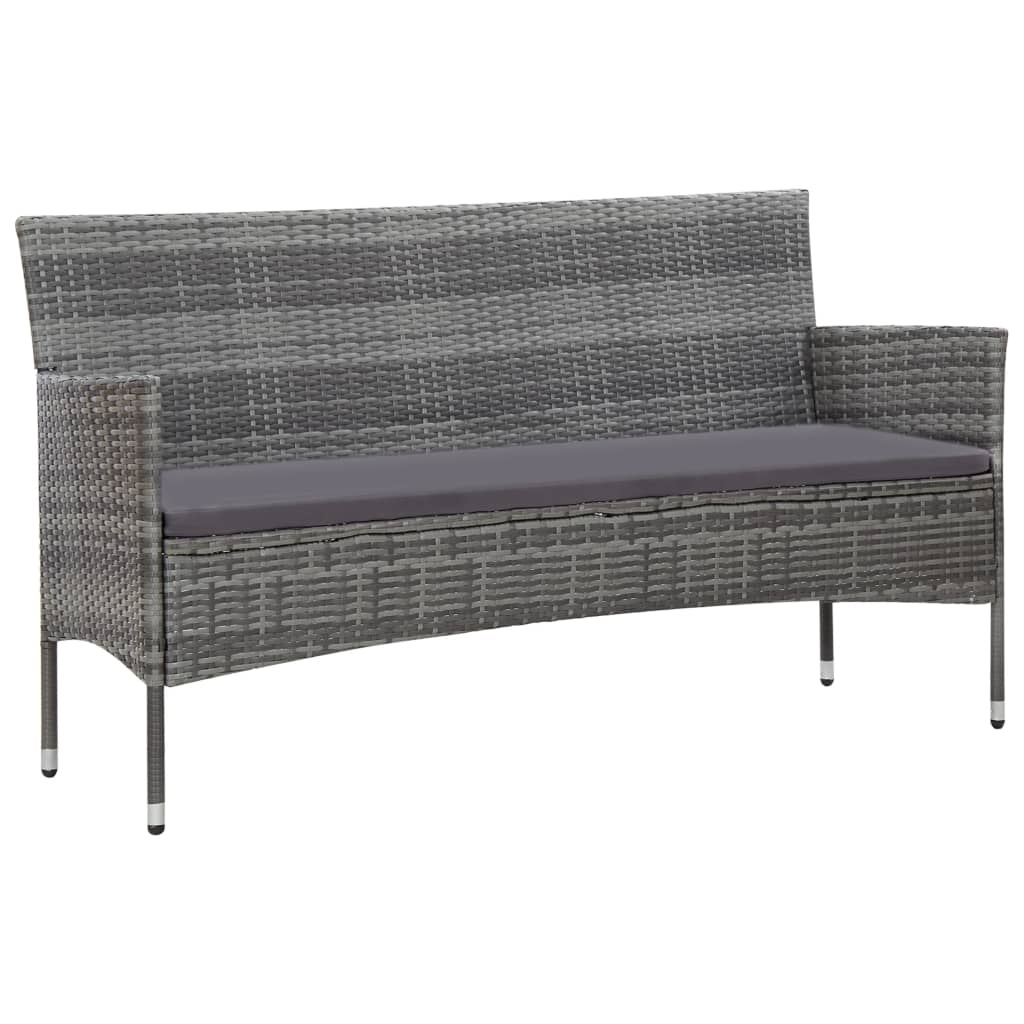 VidaXL 4-delige Loungeset met kussens poly rattan grijs