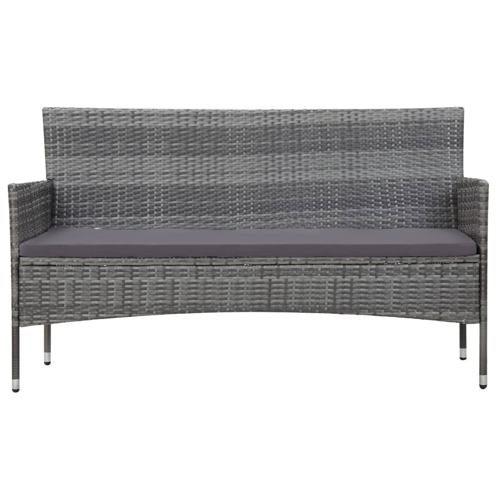 VidaXL 4-delige Loungeset met kussens poly rattan grijs