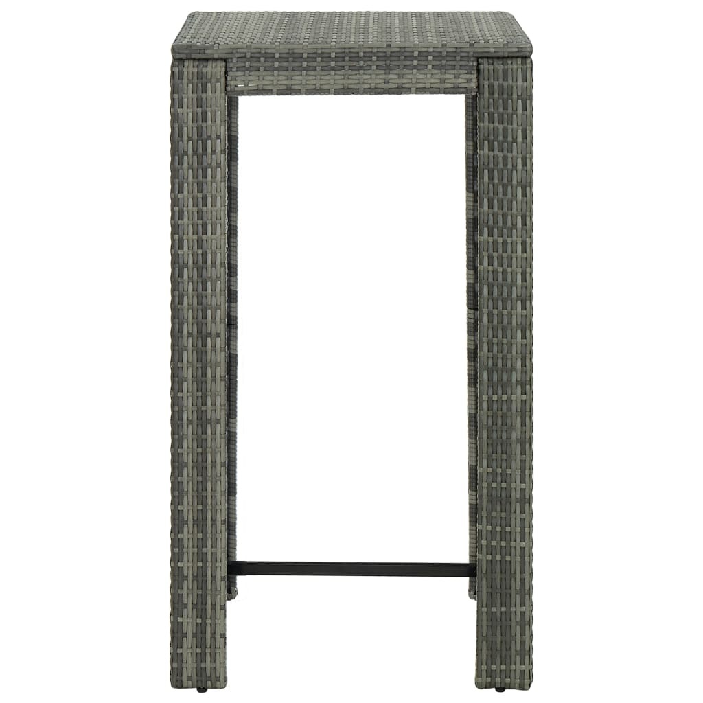 VidaXL Tuinbartafel 60,5x60,5x110,5 cm poly rattan grijs