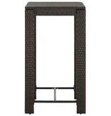 VidaXL Tuinbartafel 60,5x60,5x110,5 cm poly rattan bruin