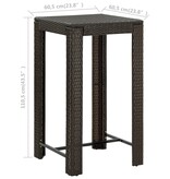 VidaXL Tuinbartafel 60,5x60,5x110,5 cm poly rattan bruin