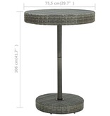 VidaXL Tuintafel 75,5x106 cm poly rattan grijs