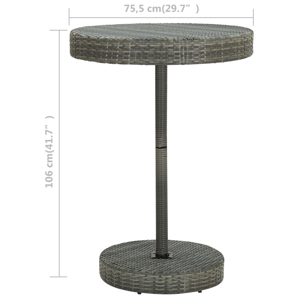 VidaXL Tuintafel 75,5x106 cm poly rattan grijs