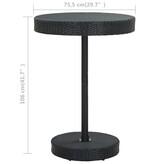 VidaXL Tuintafel 75,5x106 cm poly rattan zwart