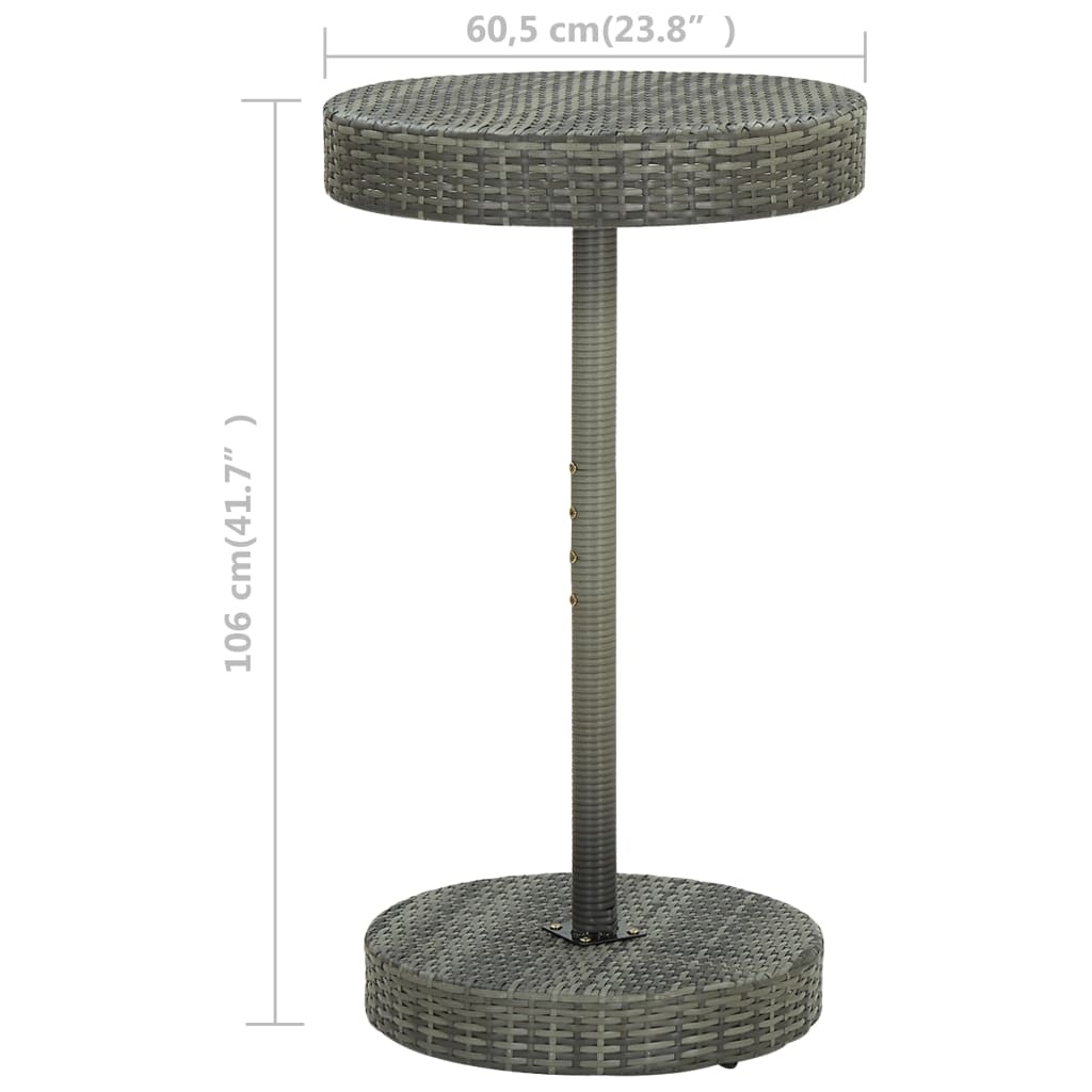VidaXL Tuintafel 60,5x106 cm poly rattan grijs