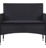 VidaXL 4-delige Loungeset met kussens poly rattan zwart