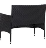 VidaXL 4-delige Loungeset met kussens poly rattan zwart