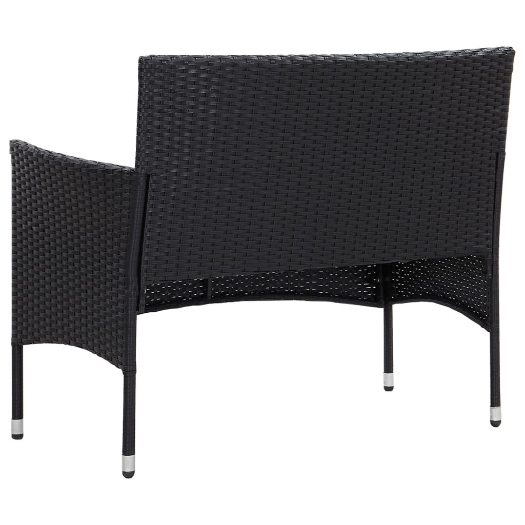 VidaXL 4-delige Loungeset met kussens poly rattan zwart