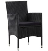 VidaXL 4-delige Loungeset met kussens poly rattan zwart